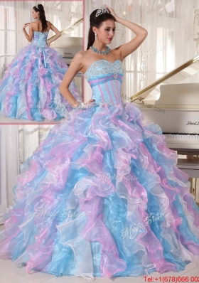 Elegant Multi Color Quinceanera Gowns with Ruffles and Appliques