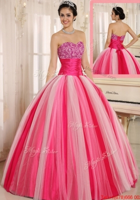 Summer Hot Sale Multi Color Strapless Lace Up Quincanera Dresses