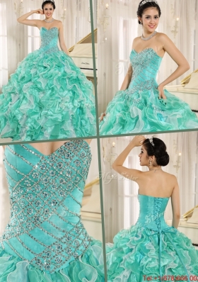 Brand New Apple Green Quinceanera Dresses with Beading and Ruffles