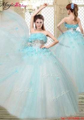 2016 Beautiful Strapless Quinceanera Dresses with Appliques and Ruffles