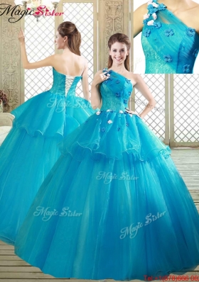 2016 Popular One Shoulder Quinceanera Dresses with Ruffles and Appliques