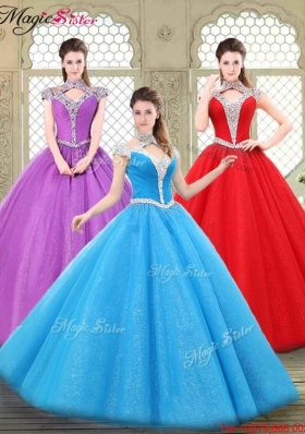 Discount Halter Top Quinceanera Gowns with Beading