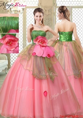The Most Popular Strapless Quinceanera Gowns with Hand Made Flowers
