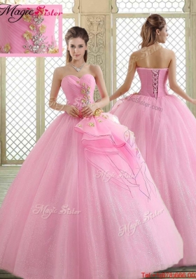 Hot Sale Sweetheart Rose Pink Quinceanera Dresses with Beading