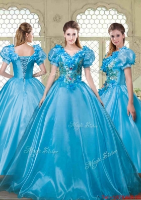 Gorgeous Appliques and Beading Sweet 16 Dresses with V Neck