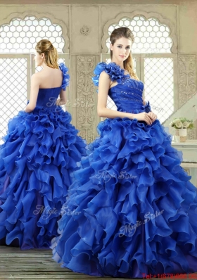 New Arrivals One Shoulder Ruffles Quinceanera Gowns for 2016