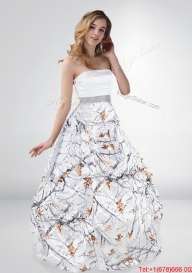 Perfect and Classical Princess Strapless Camo Wedding Dresses with Sashes