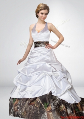Perfect and Popular A Line Camo Wedding Dresses with Bowknot and Side Zipper