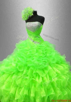 Best Selling Strapless Quinceanera Gowns in Spring Green