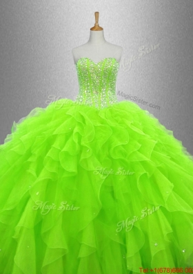 Cheap Beaded and Ruffles Quinceanera Gowns in Organza