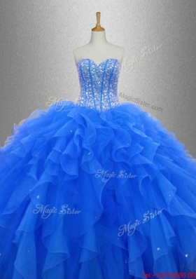 Discount Beaded and Ruffles 2016 Sweet 16 Gowns in Blue