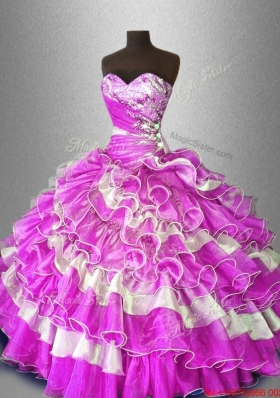Discount Beaded and Ruffles Sweet 16 Gowns in Multi Color