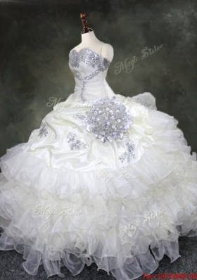 Discount Ruffled Layers Quinceanera Gowns with Beading and Sequins