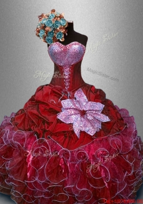 Fashionable Sweetheart Quinceanera Gowns in Wine Red