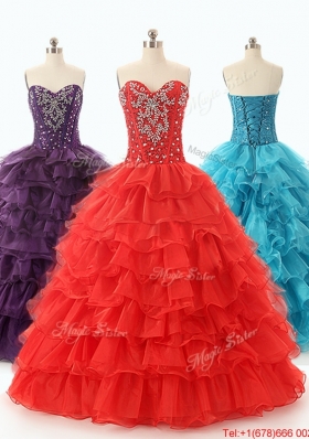 In Stock 2016 Ball Gown Sweet 16 Dresses with Ruffled Layers