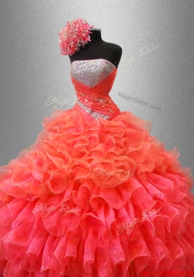 Organza Ruffles Fashionable Sweet 16 Dresses with Sequins