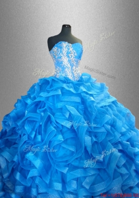2015 Romantic Sweetheart Quinceanera Dresses with Beading and Ruffles