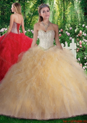 2016 Pretty Ball Gown Beading and Ruffles Sweet 16 Gowns