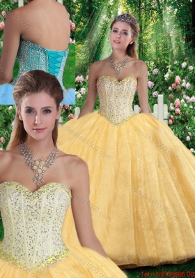 2016 Simple Ball Gown Sweetheart Beading Quinceanera Gowns for Fall