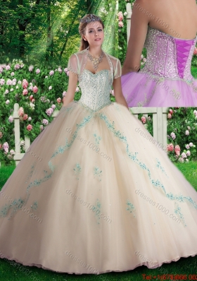 Elegant Champagne Quinceanera Dresses with Beading and Appliques