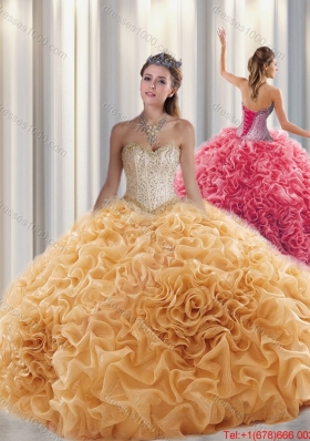 Luxurious Ball Gown Sweetheart Beading Quinceanera Dresses with Brush Train