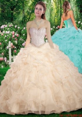 New Arrivals Sweetheart Champange Sweet 16 Dresses with Beading