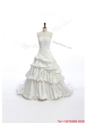 Pretty Elegant A Line Strapless Wedding Dresses with Pick Ups for 2016