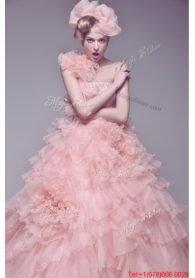 Pretty Exclusive Beading and Ruffles Wedding Dresses with Brush Train