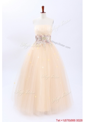 Pretty 2016 Perfect A Line Strapless Wedding Dresses with Appliques