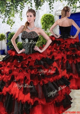 Luxurious 2016 Spring Beaded Multi Color Quinceanera Dresses with Ruffled Layers