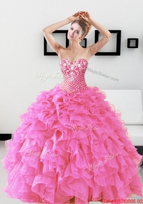 Classical Beading and Ruffles Sweetheart Quinceanera Dresses for 2015