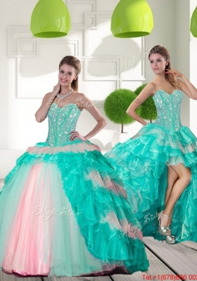 Designer Beading and Ruffled Layers Quinceanera Gowns in Multi Color for 2015