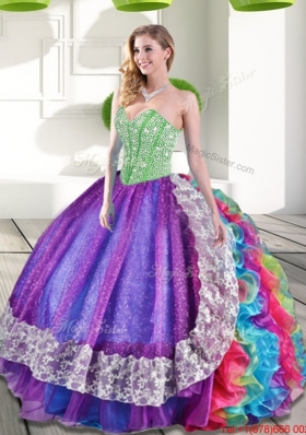 Elegant Beading and Ruffles 2015 New Style Quinceanera Dresses in Multi Color