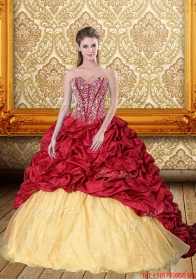 Exquisite Beading and Pick Ups Sweetheart Quinceanera Gown for 2015