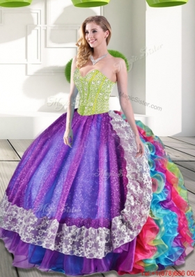 Fashionable Multi Color Sweetheart Beading and Ruffles 2015 Quinceanera Dresses