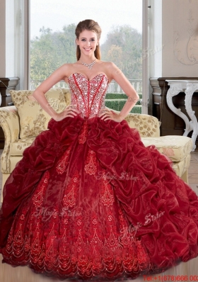 Fashionable Sweetheart Beading and Pick Ups 2015 Quinceanera Dresses in Wine Red