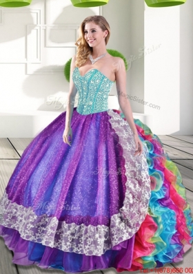 Sweetheart Multi Color Vestidos de Quinceanera with Beading and Ruffles
