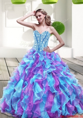 2015 Beautiful Sweetheart Multi Color Quinceanera Dresses with Beading and Ruffles