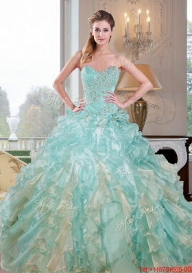 2015 Designer Sweetheart Dress for Quince with Beading and Ruffles