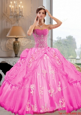 2015 Most Popular Strapless Ball Gown Quinceanera Dresses with Appliques
