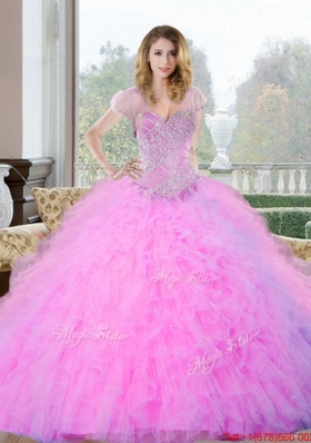 2015 Sophisticated Beading and Ruffles Sweetheart Quinceanera Gown