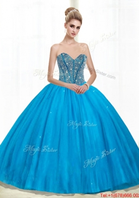 Elegant Sweetheart Ball Gown Beading Quinceanera Dresses in Teal