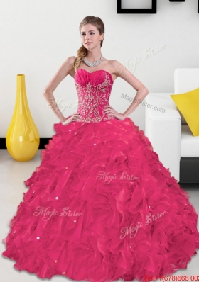 Inexpensive Sweetheart Sweet Fifteen Dresses with Appliques and Ruffles