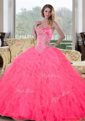 New Style Sweetheart Beading and Ruffles Quinceanera Gown for 2015