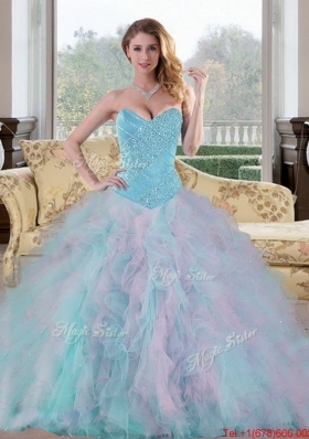 2015 Exquisite Sweetheart Multi Color Quinceanera Dresses with Beading and Ruffles