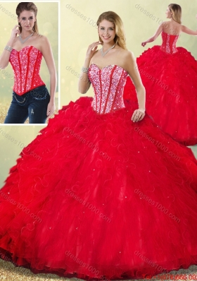 2016 Latest Sweetheart Beading Quinceanera Dresses with Ruffles