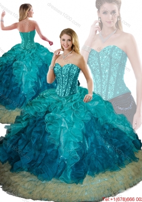 Elegant Beading and Ruffles Ball Gown Detachable Quinceanera Skirts