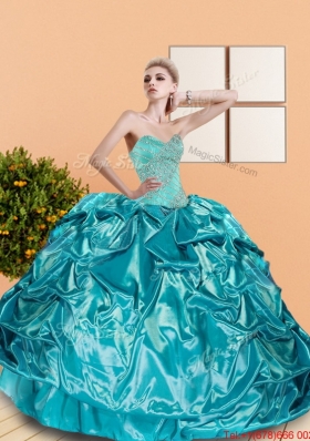 New Stylel Sweetheart Teal Quinceanera Dresses with Beading and Pick Ups