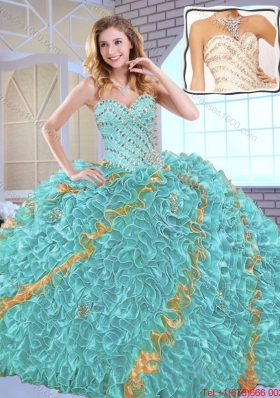 2016 Spring Gorgeous Beading Quinceanera Dresses with Beading and Ruffles