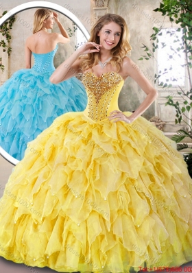 Elegant Yellow Quinceanera Dresses with Beading and Ruffles